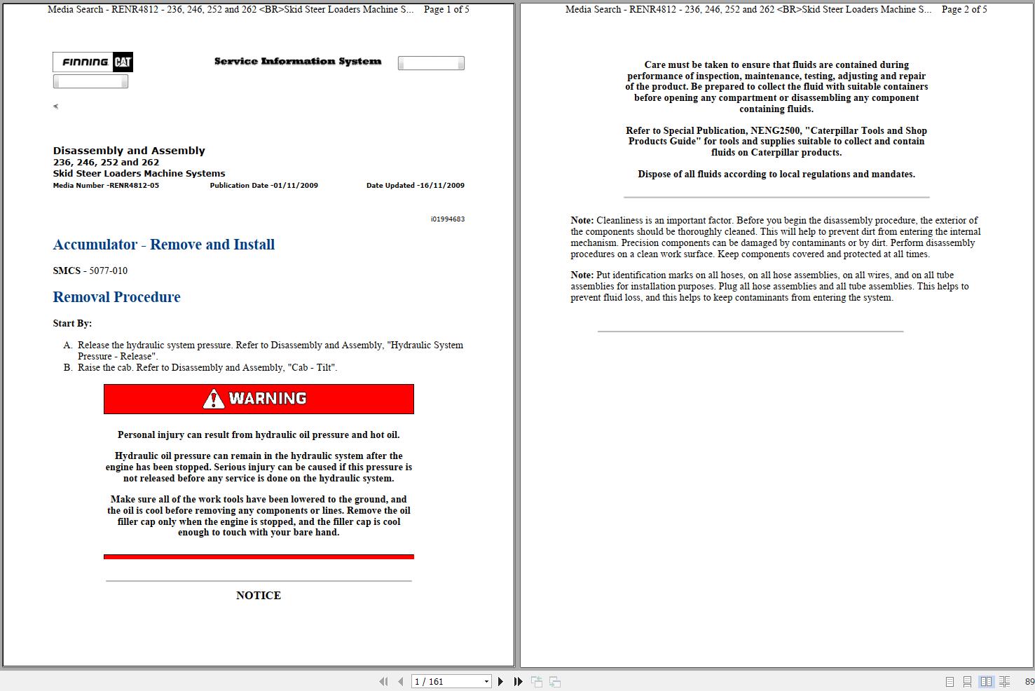 Caterpillar Skid Steer Loader 236 4YZ Operators Service Manual Schematics 1