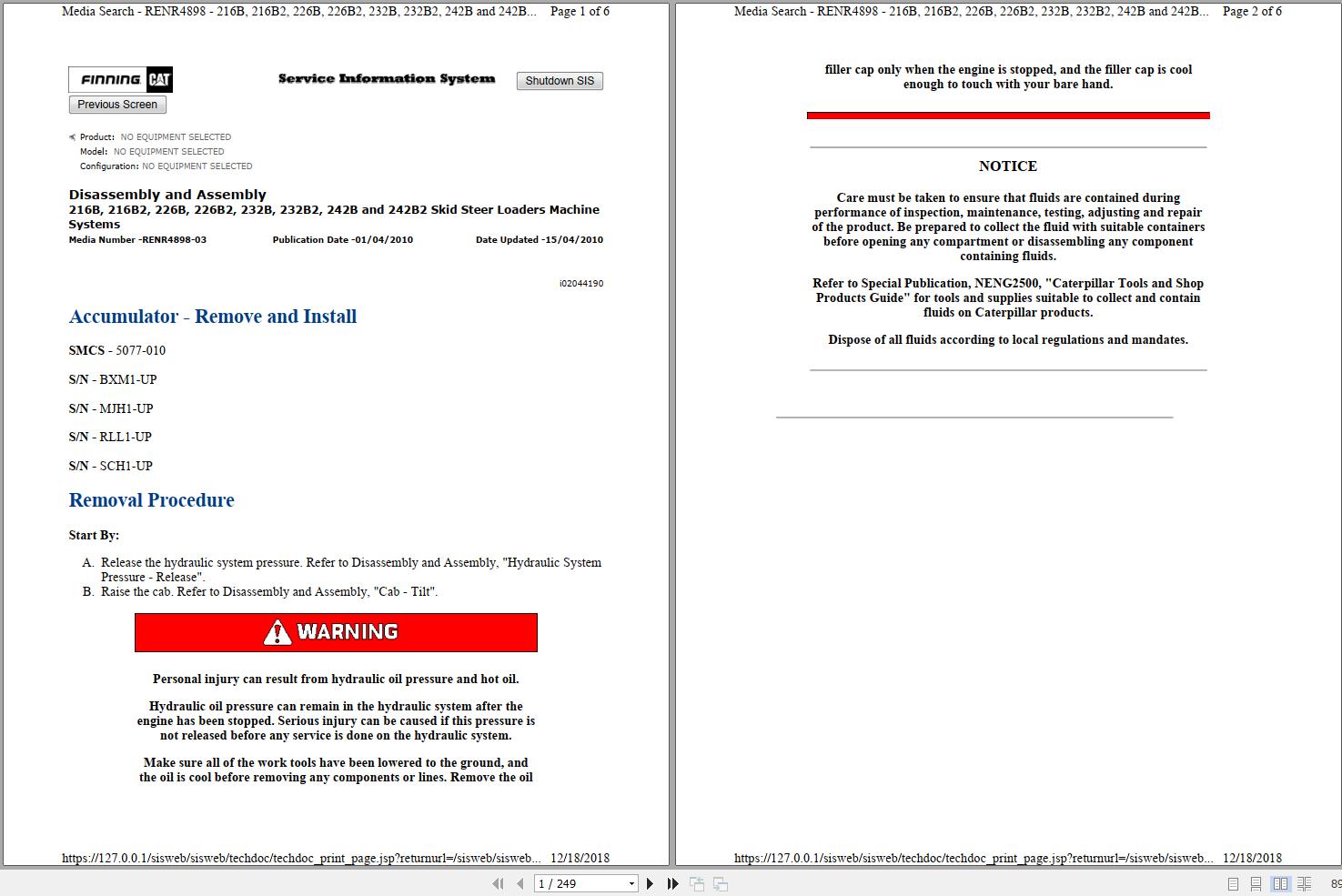 Caterpillar Skid Steer Loader 242B BXM Operators Service Manual Schematics 1