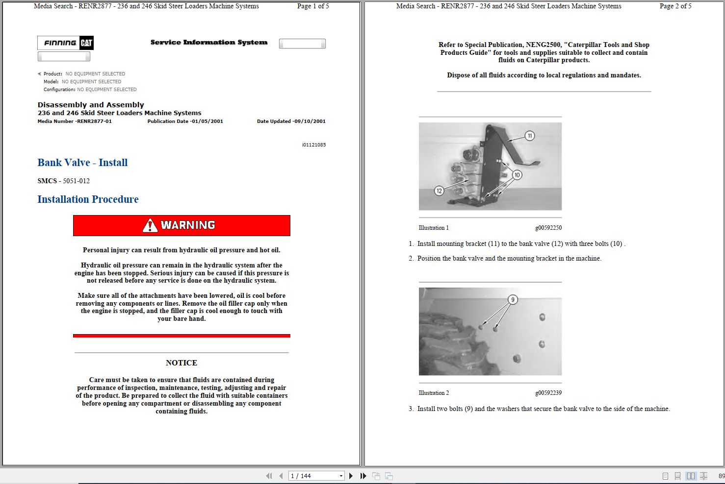 Caterpillar Skid Steer Loader 246 5SZ Operators Service Manual Schematics 1