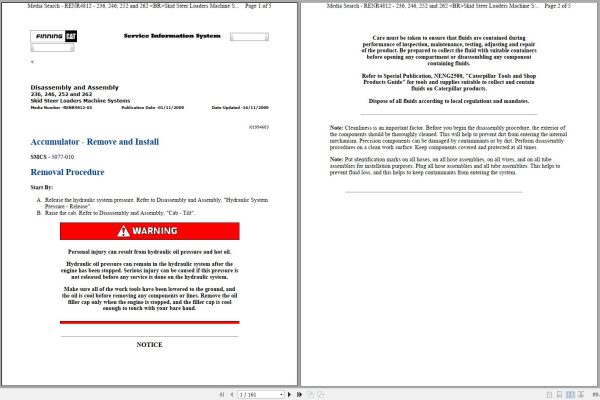 Caterpillar Skid Steer Loader 252 FDG Operators Service Manual Schematics 1