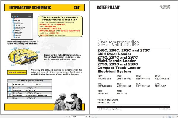 Caterpillar Skid Steer Loader 262C MST Operators Service Manual Schematics 3