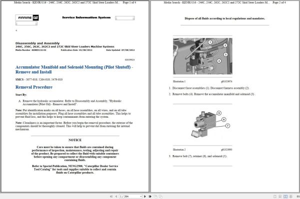 Caterpillar Skid Steer Loader 272C RED Operators Service Manual Schematics 1