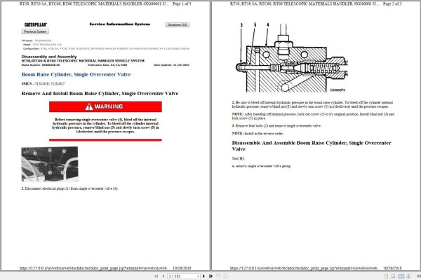 Caterpillar Telehandler RT50 4XG Maintenance Service Manual Schematics 1
