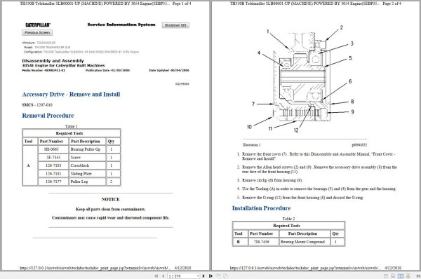 Caterpillar Telehandler TH330B SLB Maintenance Service Manual Schematics 1