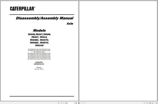 Caterpillar Telehandler TH407C MLH Operators Service Manual Schematics 1