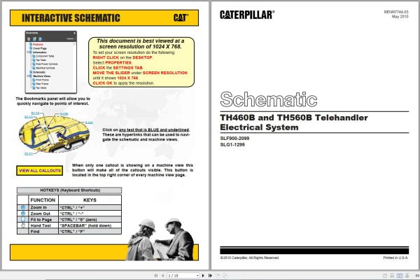 Caterpillar Telehandler TH460B SLF Operators Service Manual Schematics