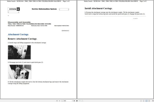 Caterpillar Telehandler TH63 3NN Operators Service Manual Schematics 1