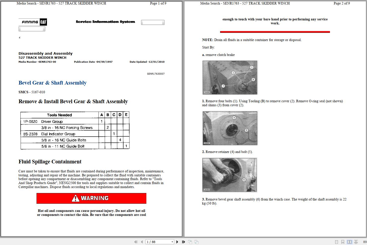 Caterpillar Track Skidder 527 4NS Operators Service Manual Schematics 1