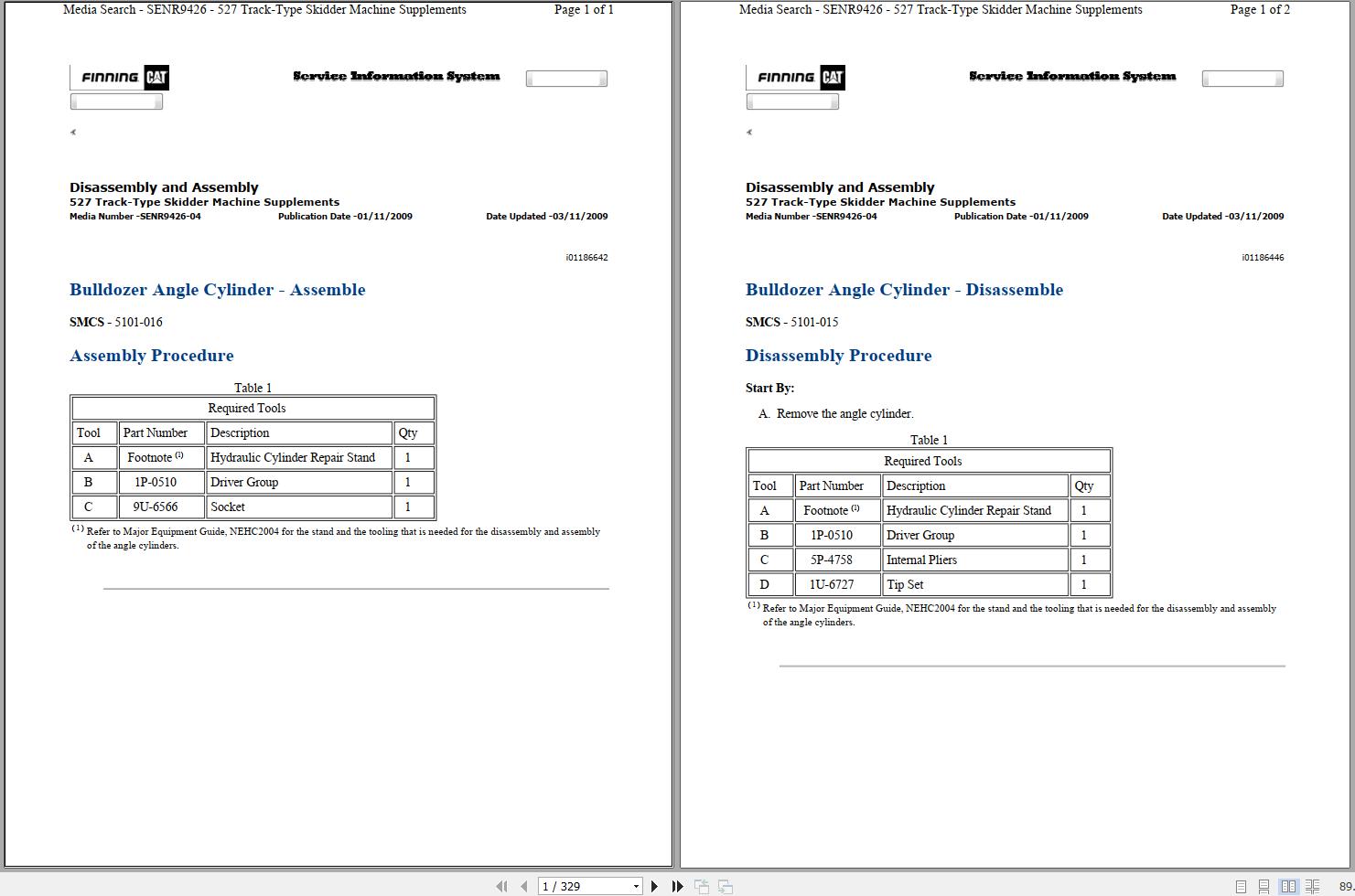 Caterpillar Track Skidder 527 JSR Operators Service Manual Schematics 1