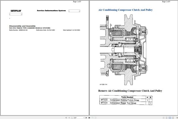 Caterpillar Track Type Loader 953 05Z Operators Service Manual 1