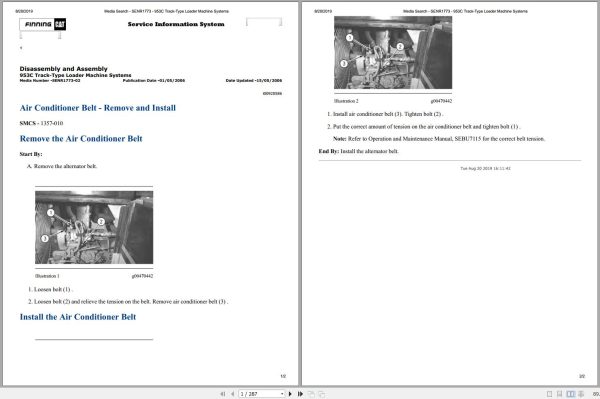 Caterpillar Track Type Loader 953C 2ZN Operators Service Manual Schematics 1