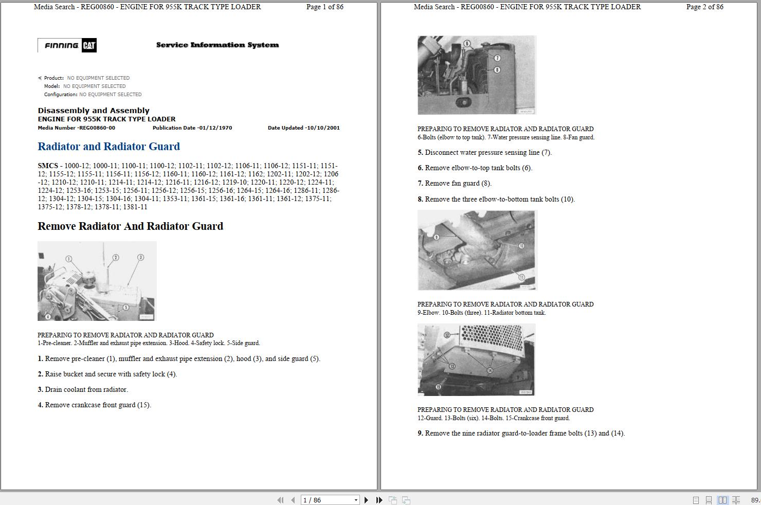 Caterpillar Track Type Loader 955K 85J Operators Service Manual Hydraulic Schematics 1