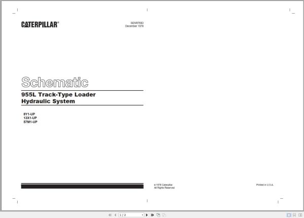 Caterpillar Track Type Loader 955L 13X Operators Service Manual Hydraulic Schematics 3