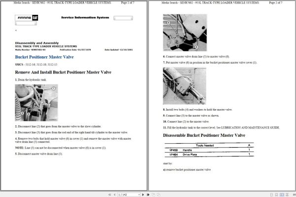 Caterpillar Track Type Loader 955L Operators Service Manual Hydraulic Schematics 1