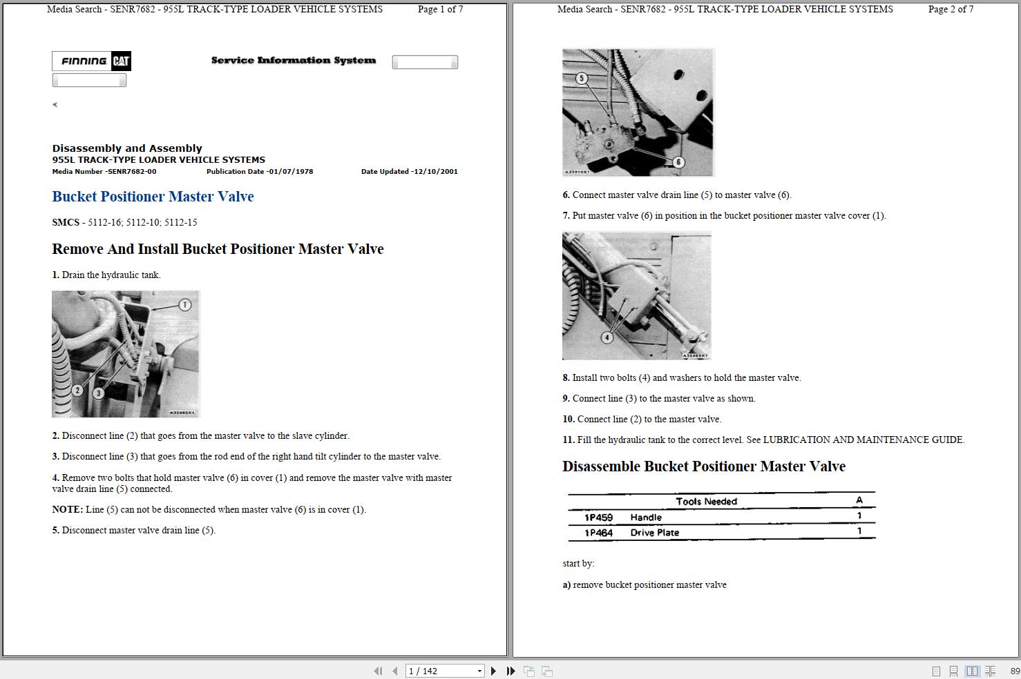 Caterpillar Track Type Loader 955L Operators Service Manual Hydraulic Schematics 1