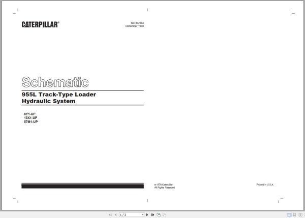 Caterpillar Track Type Loader 955L Operators Service Manual Hydraulic Schematics 3