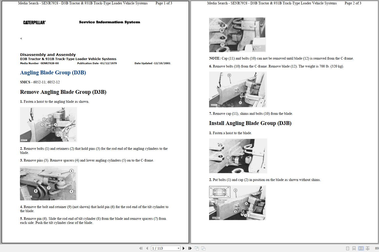 Caterpillar Track Type Tractor D3B 23Y Operators Maintenance Service Manual 1