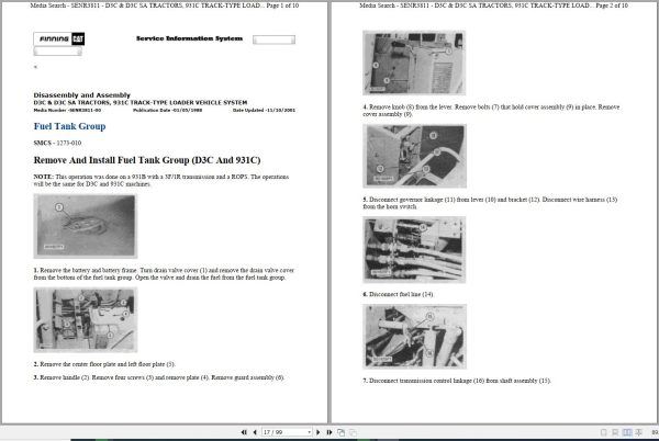 Caterpillar Track Type Tractor D3C 3RF Operators Service Manual Schematics 2