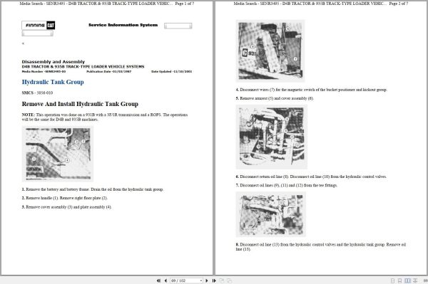 Caterpillar Track Type Tractor D4C 1RJ Operators Service Manual Schematics 2
