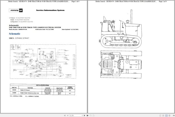 Caterpillar Track Type Tractor D4C 1RJ Operators Service Manual Schematics 3