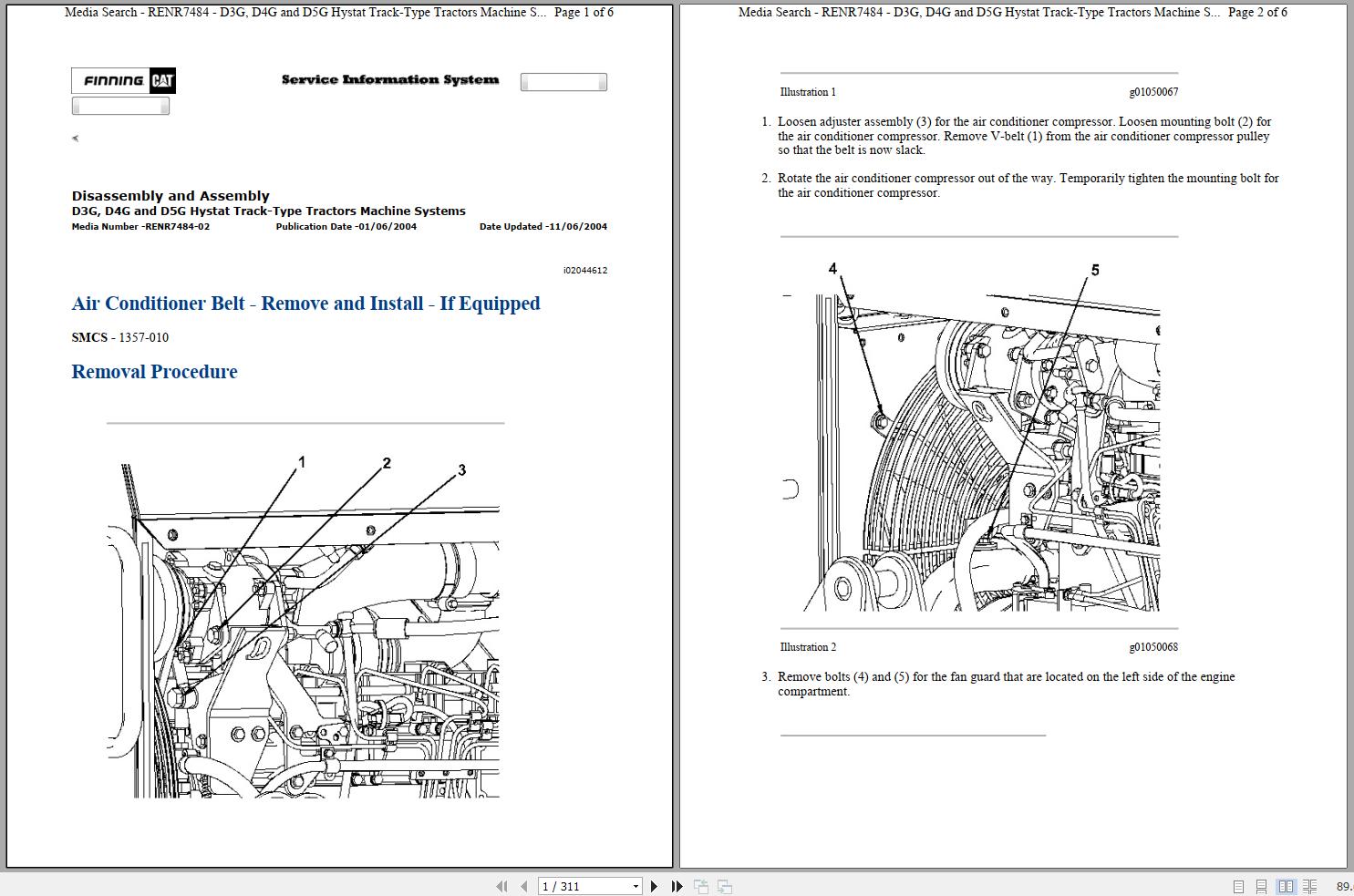 Caterpillar Track Type Tractor D4G HYD Operators Service Manual Schematics 1