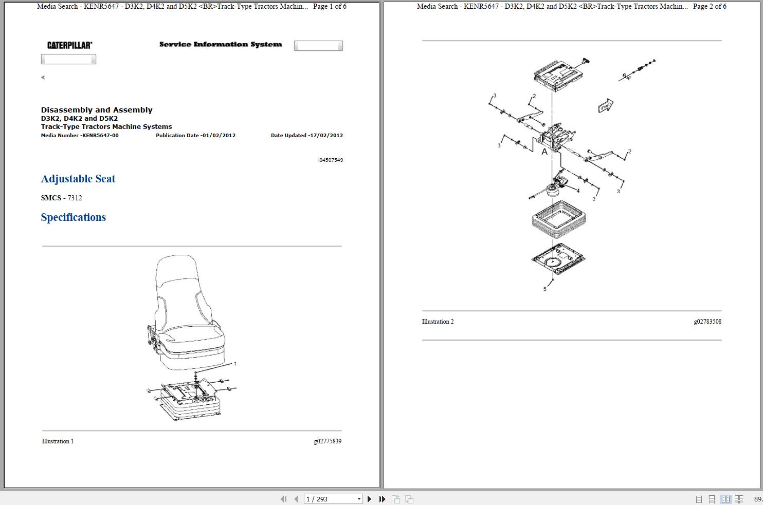 Caterpillar Track Type Tractor D4K2 XL KMM Operators Service Manual Schematics 1