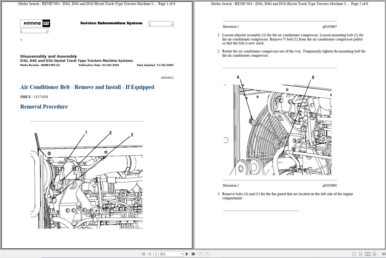 Caterpillar Track Type Tractor D5G WGB Operators Service Manual Schematics 1
