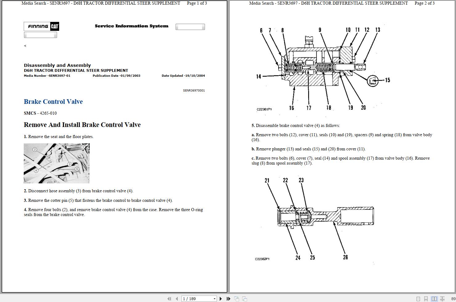 Caterpillar Track Type Tractor D6H 4RC Operators Service Manual Schematics 1