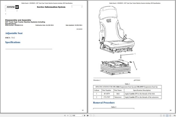 Caterpillar Track Type Tractor D6T XL GMK Operators Service Manual Schematics 1