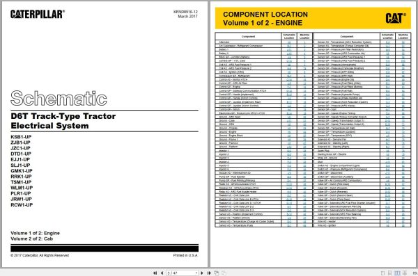 Caterpillar Track Type Tractor D6T XL GMK Operators Service Manual Schematics 3