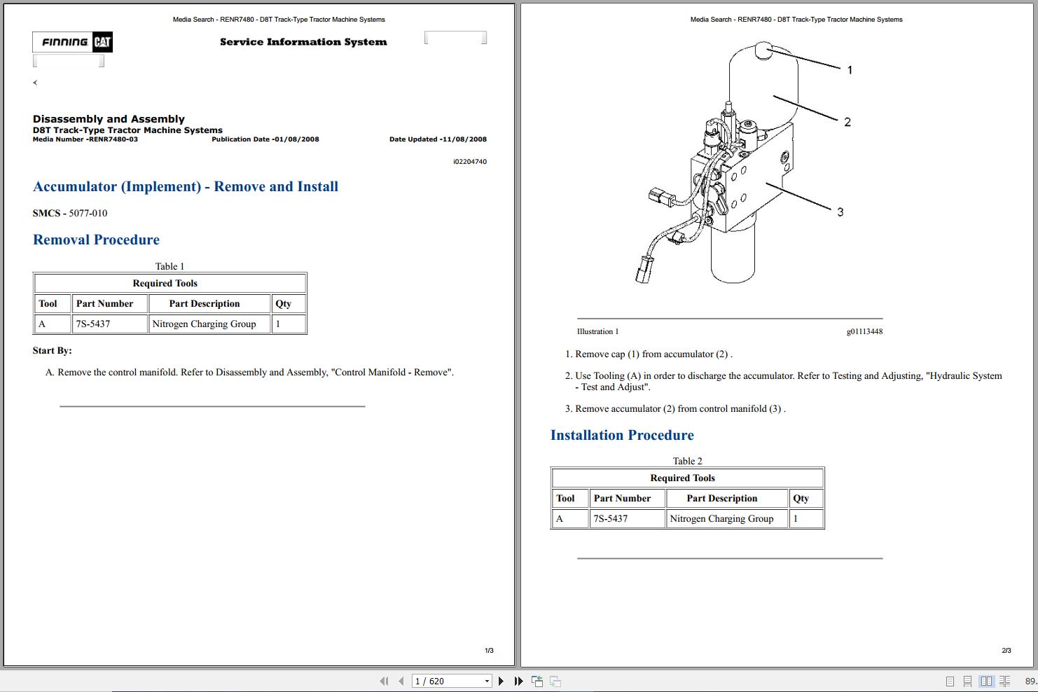 Caterpillar Track Type Tractor D8T KPZ Operators Service Manual Schematics 1