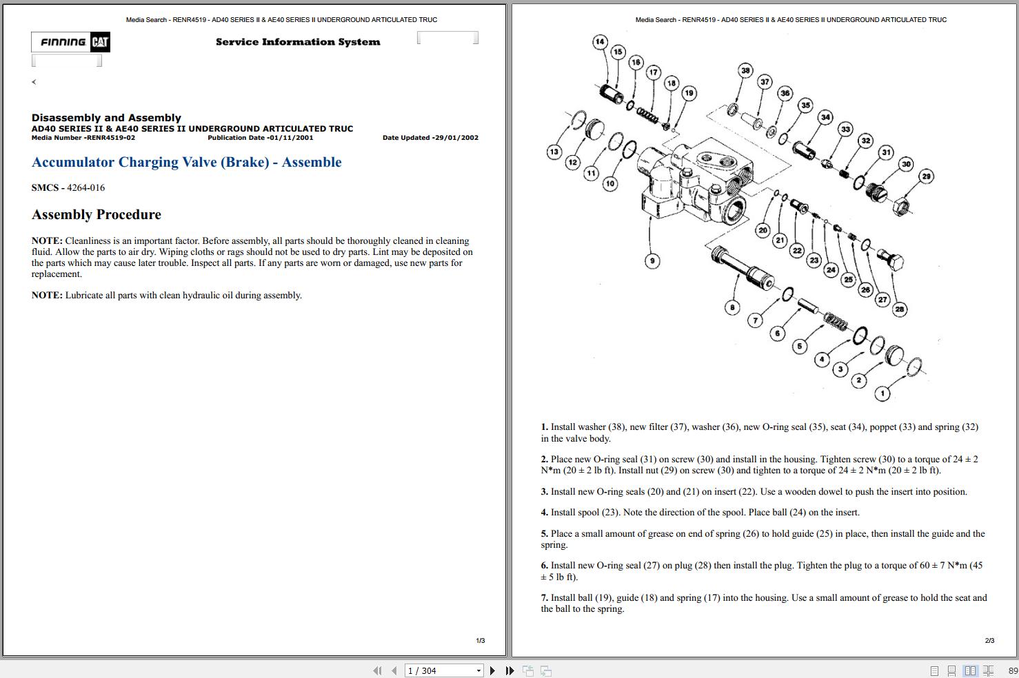 Caterpillar Underground Articulated Truck AE40 1ZZ Operators Service Manual Electrical Schematics 1