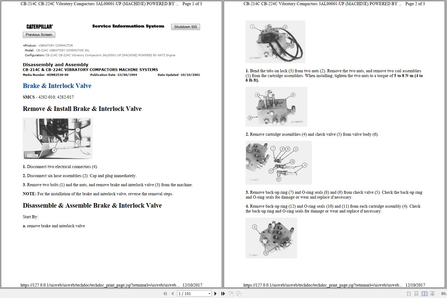 Caterpillar Vibratory Compactor CB 224C 3AL Operators Service Manual Schematics 1
