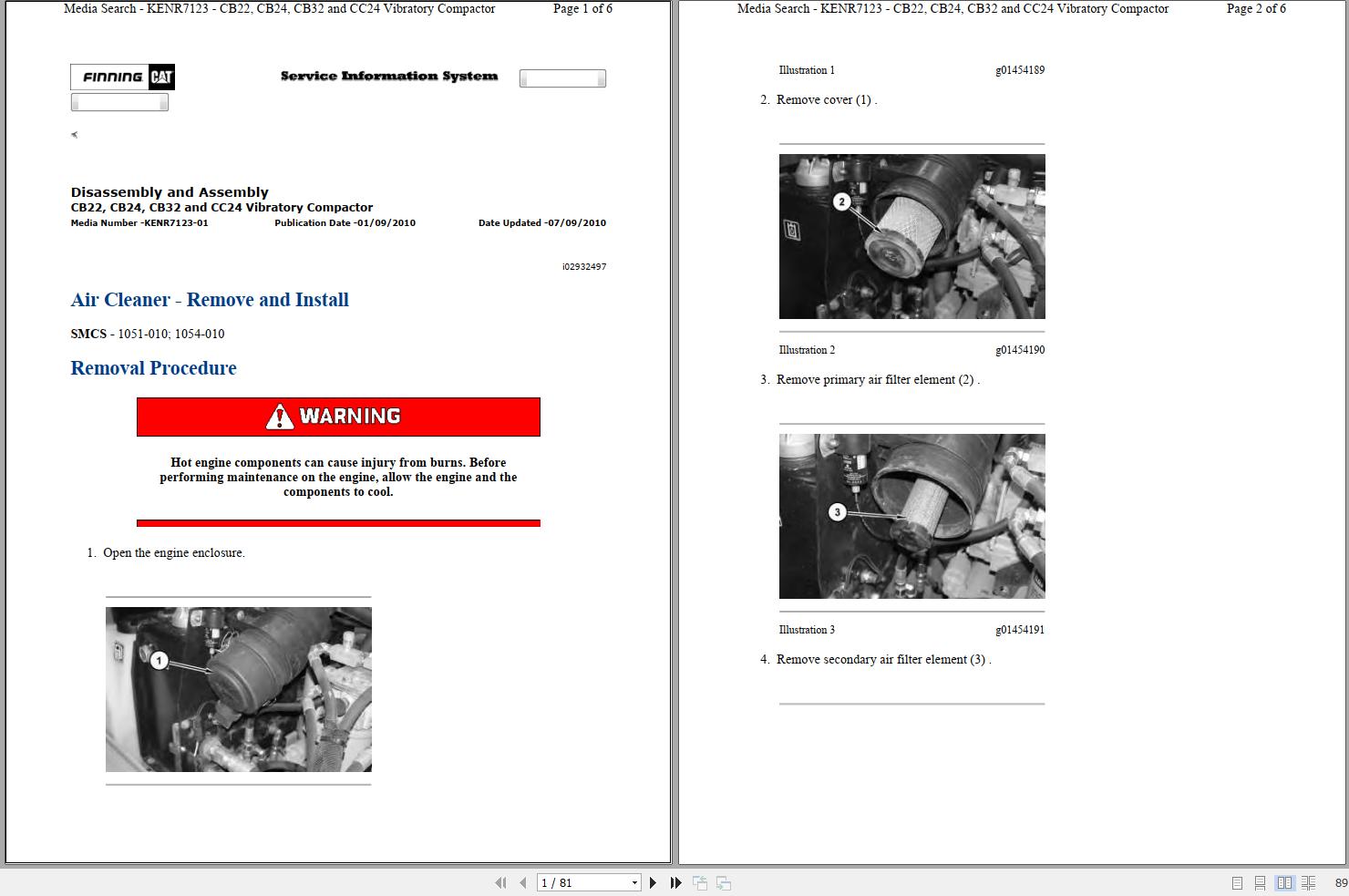 Caterpillar Vibratory Compactor CB 32 320 Operators Service Manual Schematics 1