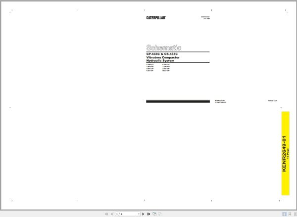 Caterpillar Vibratory Compactor CB 433C 1ZN Operators Service Manual Schematics 5