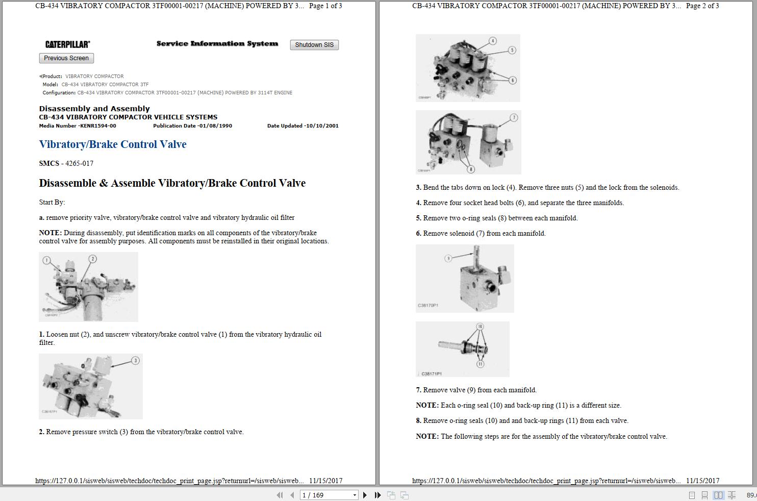 Caterpillar Vibratory Compactor CB 434 3TF 8SF Operators Service Manual Schematics 1