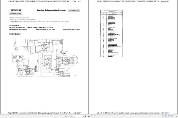 Caterpillar Vibratory Compactor CB 434 3TF 8SF Operators Service Manual Schematics 4
