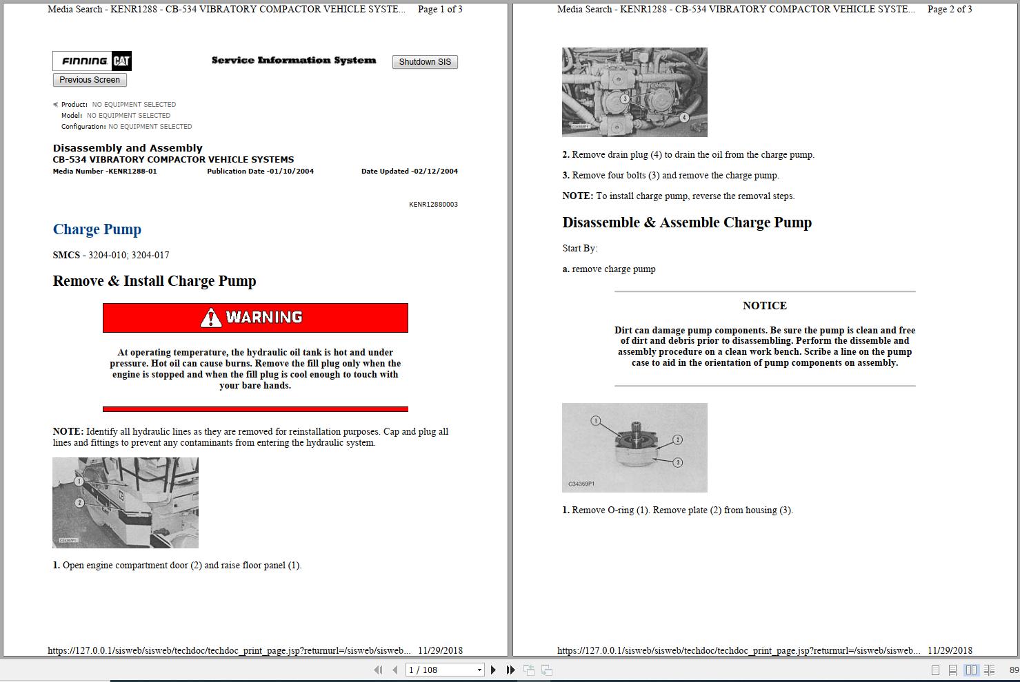 Caterpillar Vibratory Compactor CB 534 2EG Operators Service Manual Schematics 1