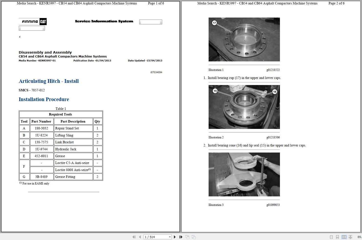Caterpillar Vibratory Compactor CB 64 CB5 Operators Service Manual Schematics 1