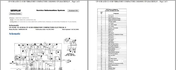Caterpillar Vibratory Compactor CP 433B 1MG Operators Service Manual Schematics 3