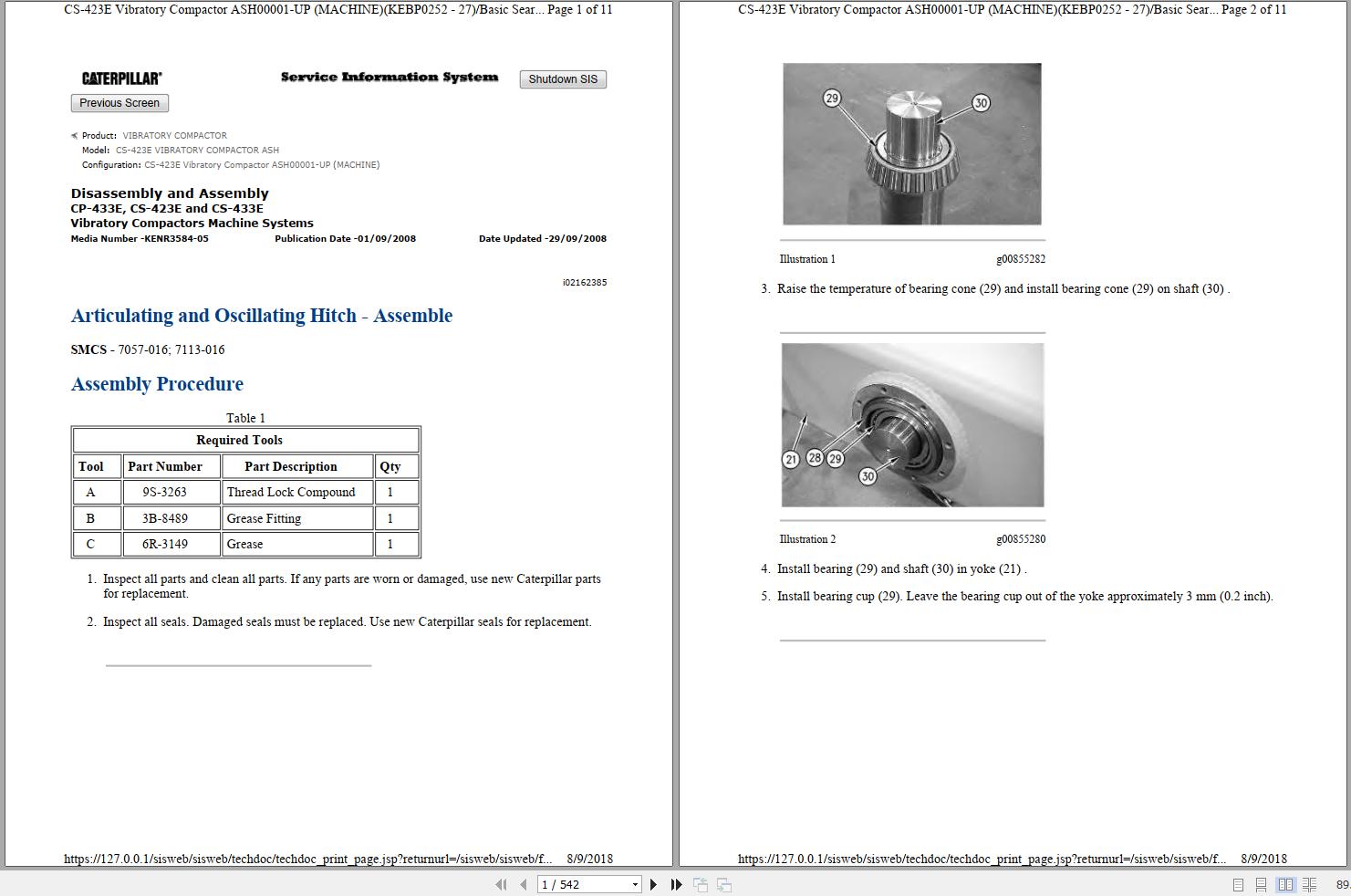 Caterpillar Vibratory Compactor CS 423E ASH Maintenance Service Manual Schematics 1