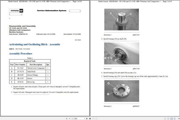 Caterpillar Vibratory Compactor CS 533E ASL Operators Service Manual Schematics 1