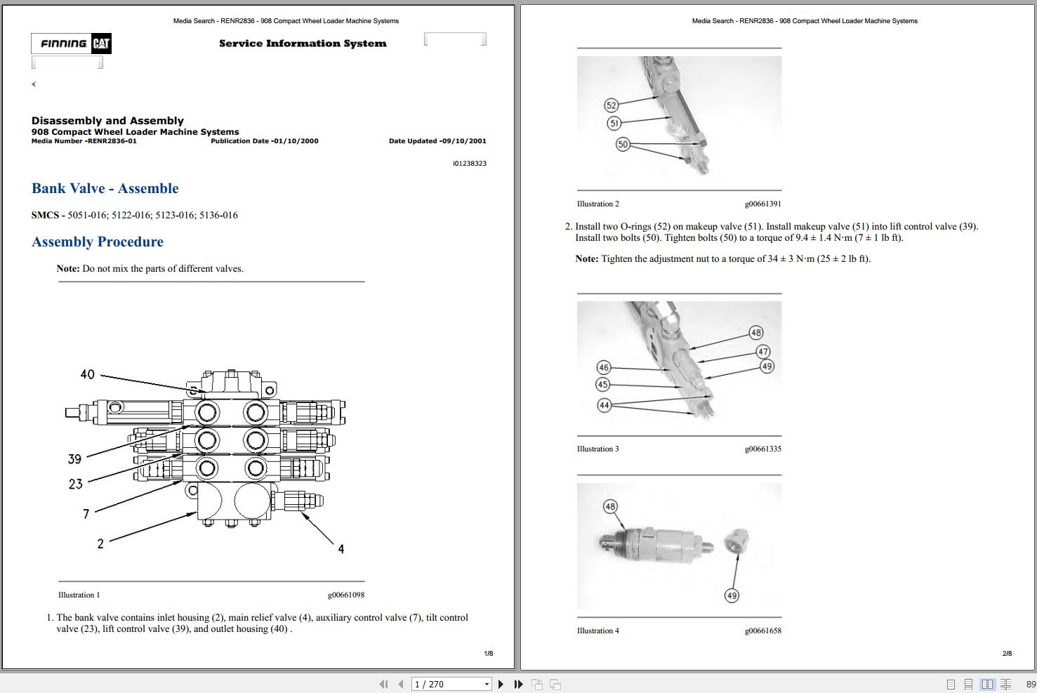 Caterpillar Wheel Loader 908 8BS Operators Service Manual Schematics 1