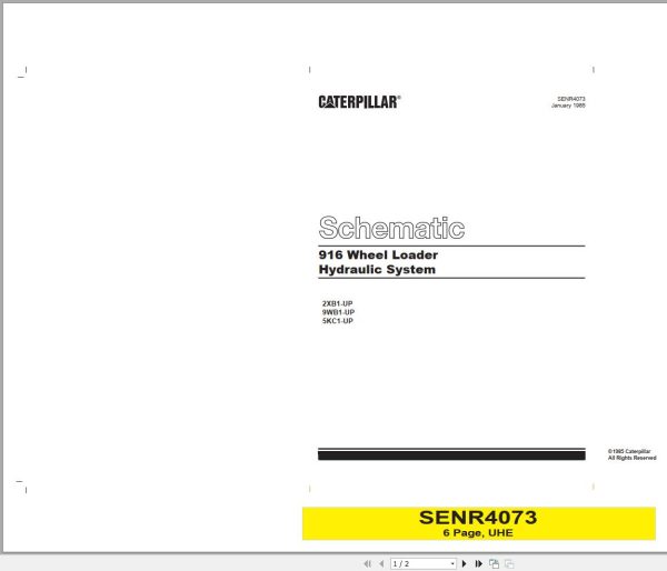 Caterpillar Wheel Loader 916 2XB Operators Service Manual Schematics 5