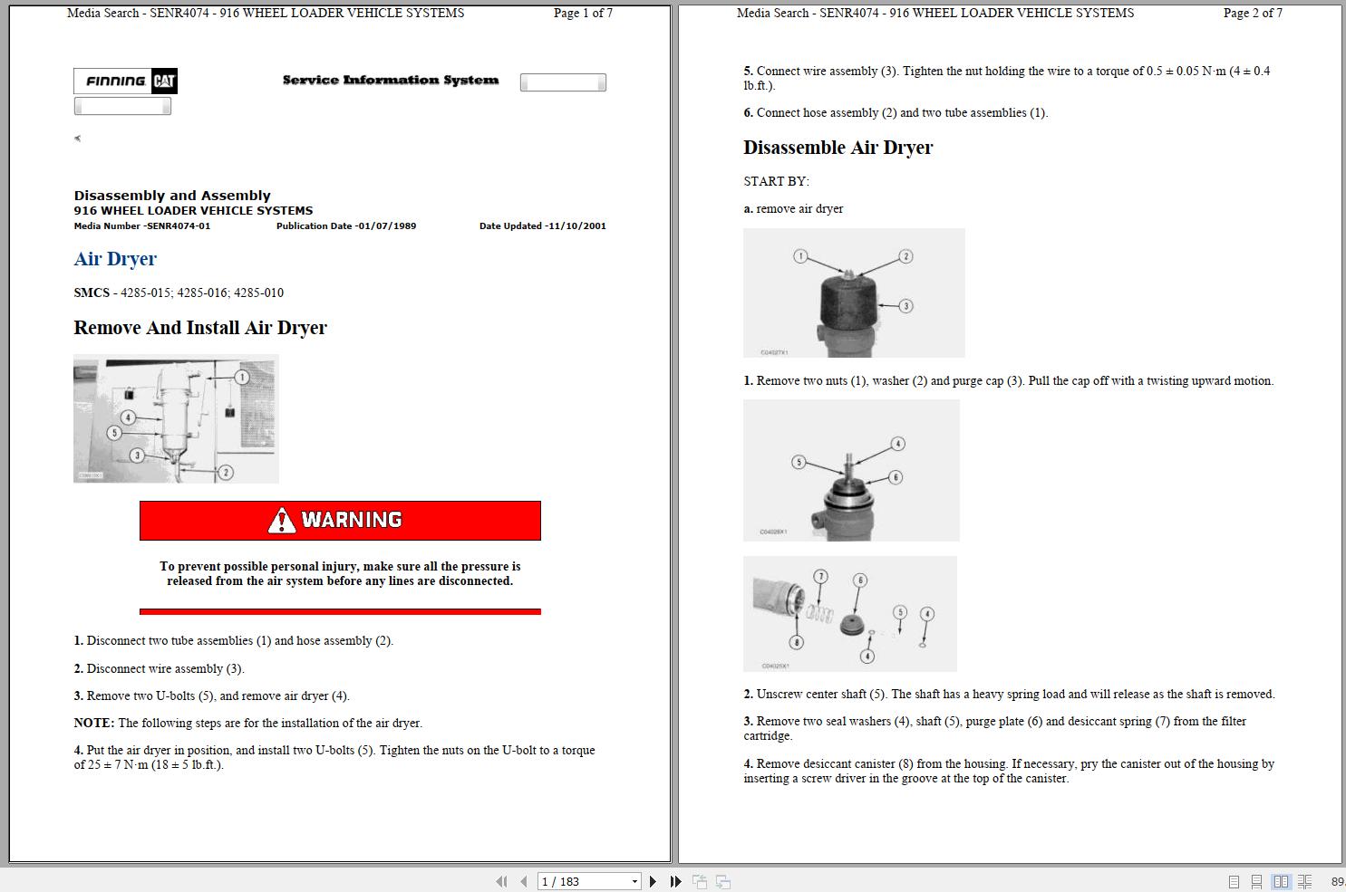 Caterpillar Wheel Loader 916 5KC Operators Service Manual Schematics 1