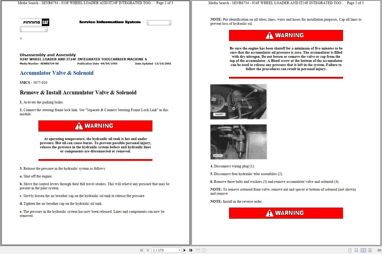 Caterpillar Wheel Loader 924F 5NN Operators Service Manual Schematics 1
