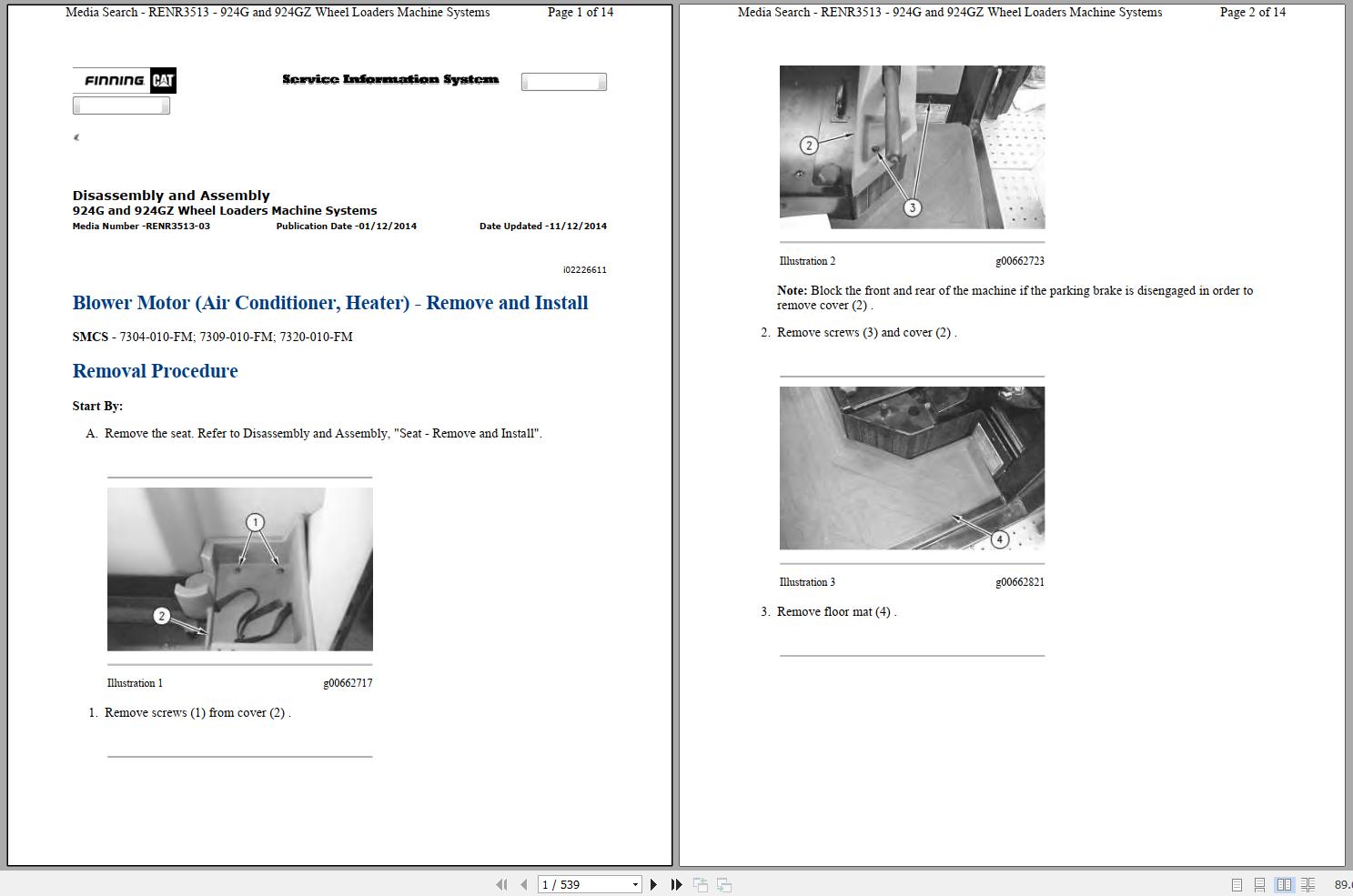 Caterpillar Wheel Loader 924G 9SW Operators Service Manual Schematics 1