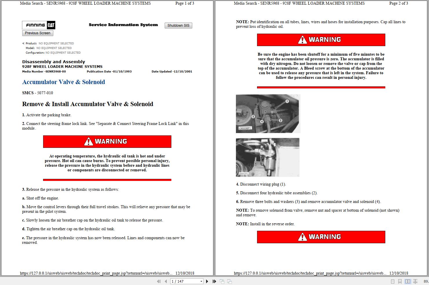 Caterpillar Wheel Loader 928F 8AK Operators Service Manual Schematics 1