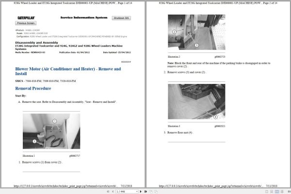 Caterpillar Wheel Loader 928G DJD Maintenance Parts Service Manual Schematics 1