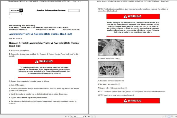 Caterpillar Wheel Loader 938F 1KM Operators Service Manual Schematics 1